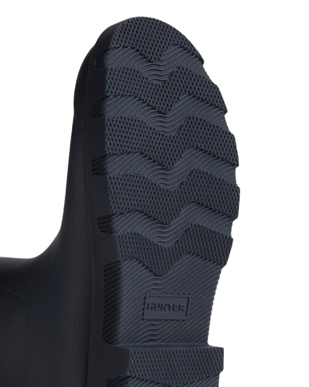 Hunter Navy Coloured Hunter Womens Downpour Tall Wellingtons on white background
