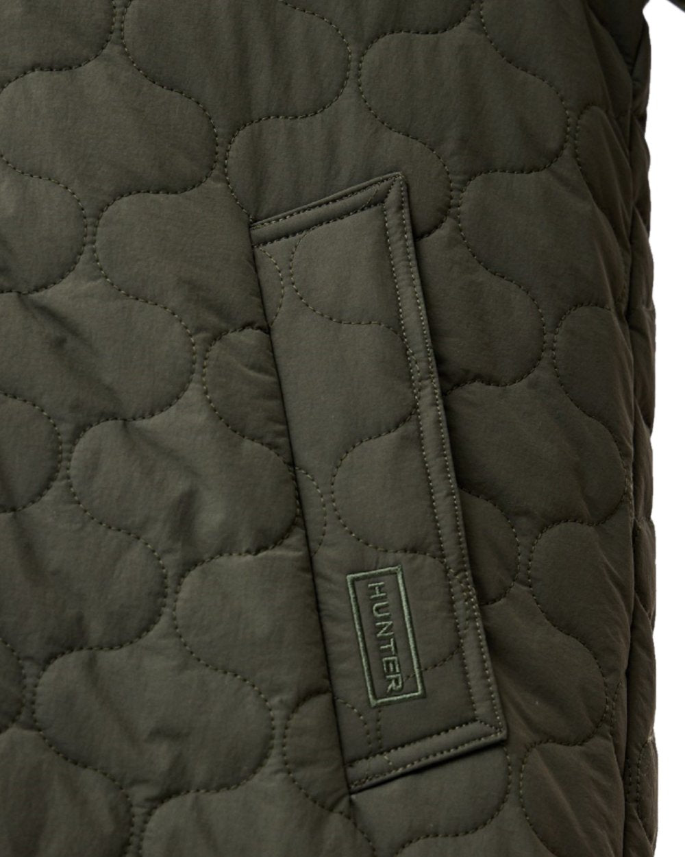 Kambaba Green Coloured Hunter Womens Fionn Long Quilted Coat on White Background
