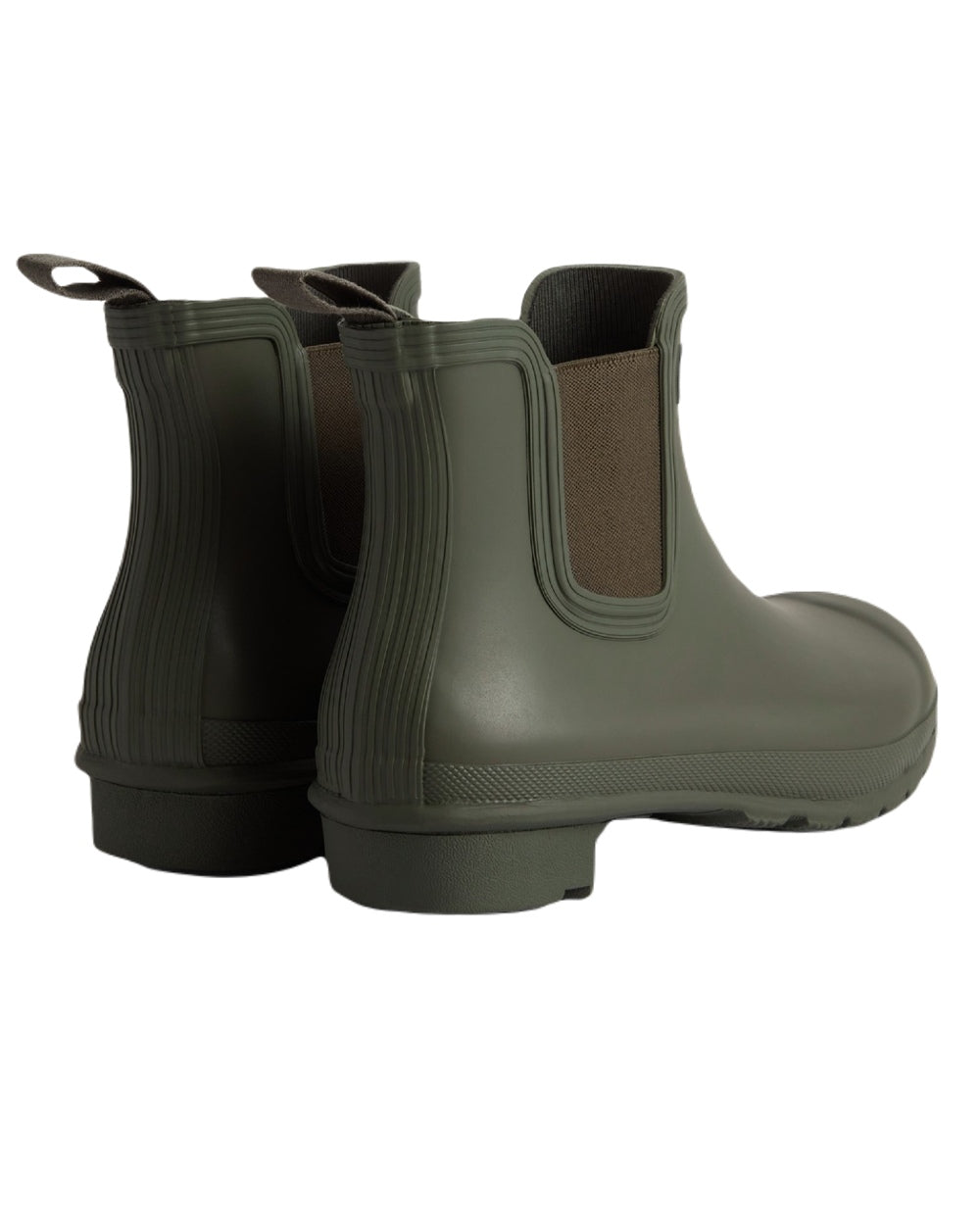Dark Olive Coloured Hunter Womens Original Chelsea Boots on White Background
