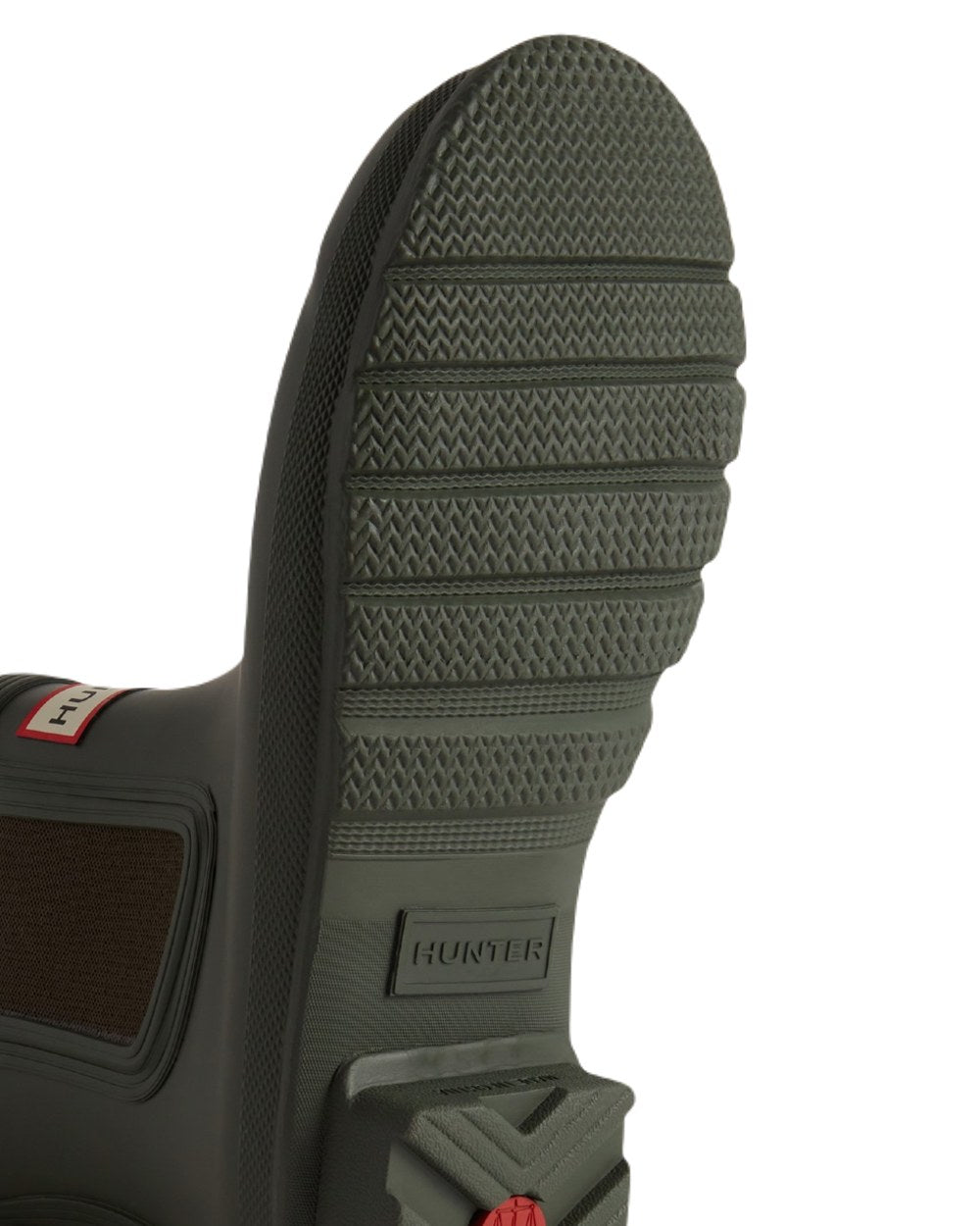 Dark Olive Coloured Hunter Womens Original Chelsea Boots on White Background
