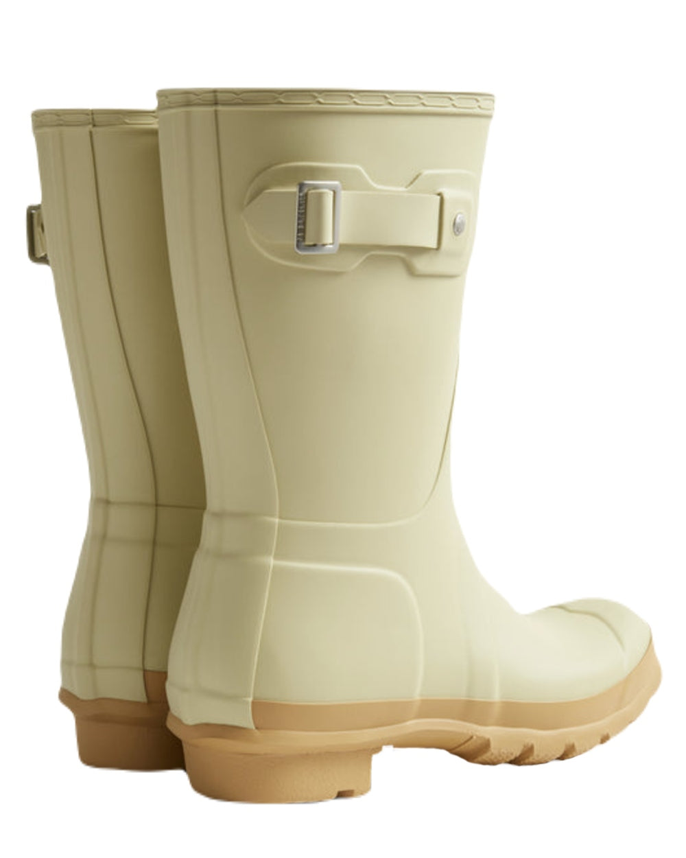 Gravel Biscuit Coloured Hunter Womens Original Short Wellington Boots on White Background
