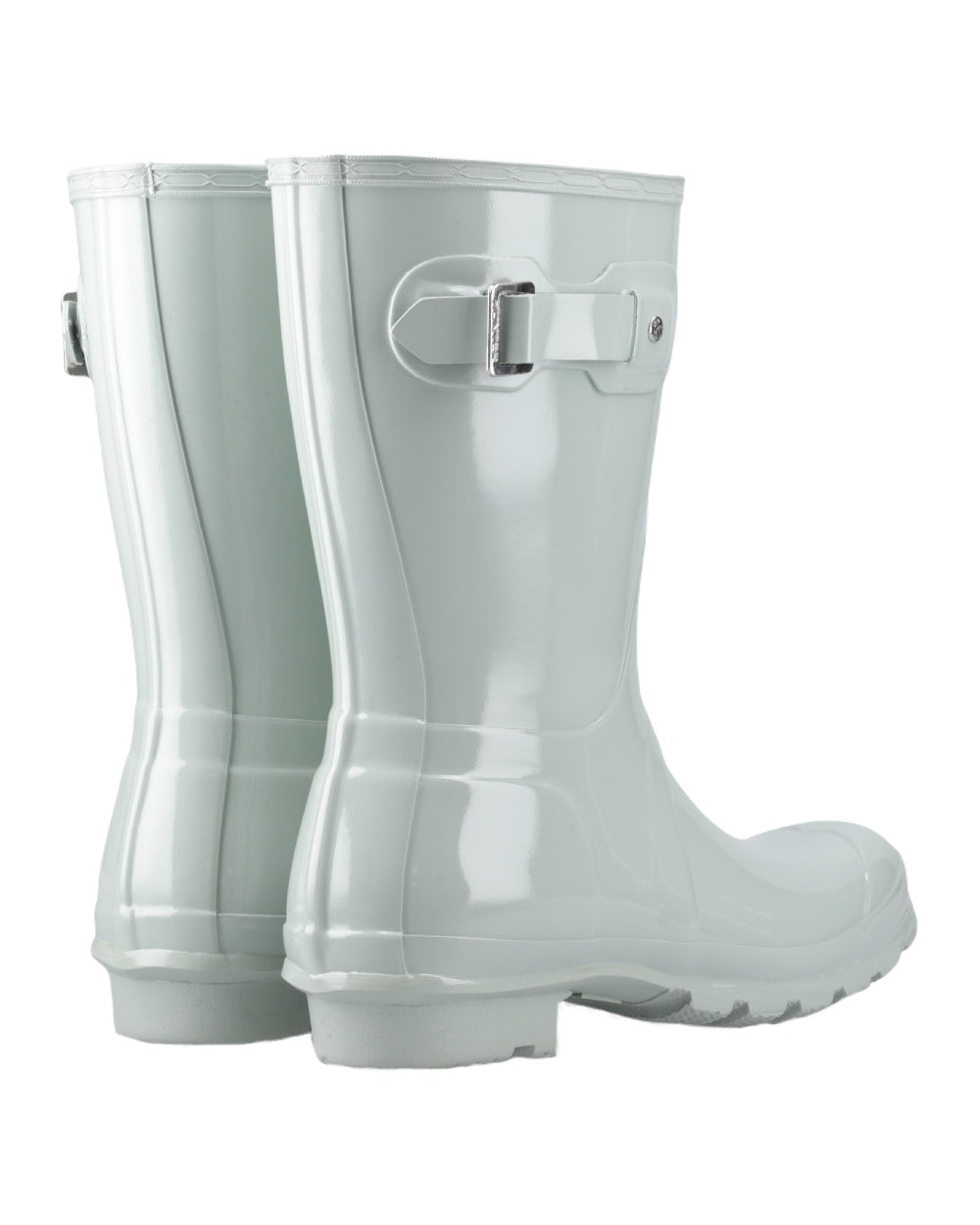 Sea Foam Coloured Hunter Womens Original Short Wellington Boots on White Background
