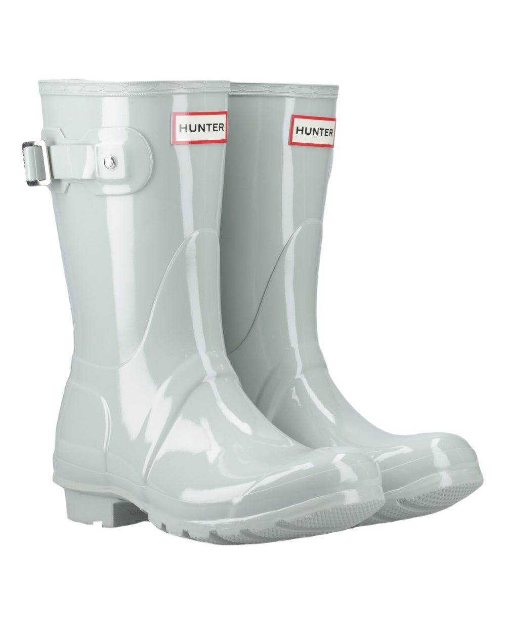 Sea Foam Coloured Hunter Womens Original Short Wellington Boots on White Background
