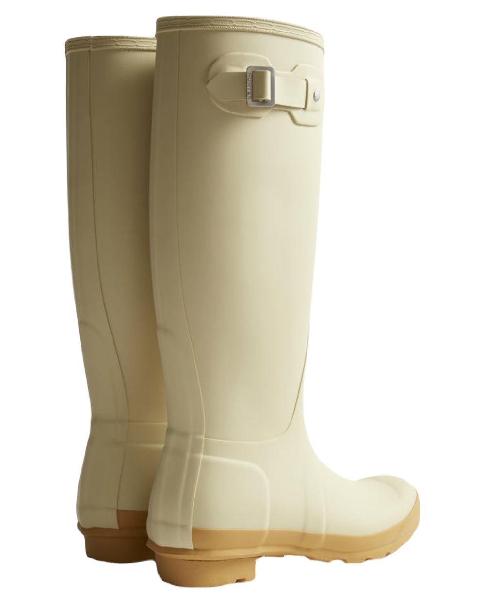 Gravel Biscuit Coloured Hunter Womens Original Tall Wellington Boots on White Background
