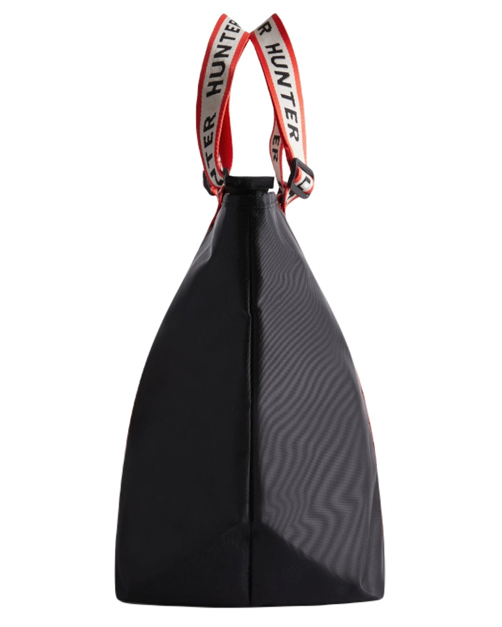 Black Coloured Hunter Womens Robertson Jacquard Webbing Shopper Tote on White Background
