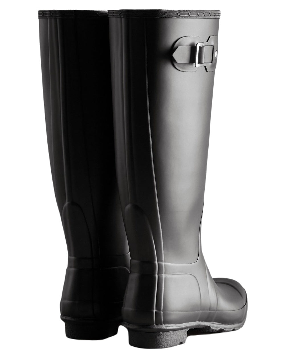 Black Coloured Hunter Womens Tall Wide Fit Wellington Boots on White Background
