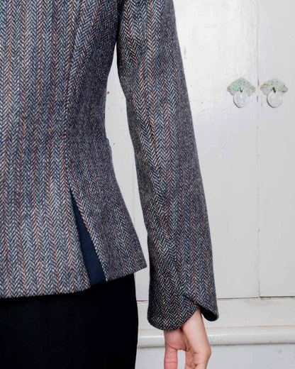 Blue Moon Herringbone coloured Jack Murphy Sasha Tweed Jacket on White Background