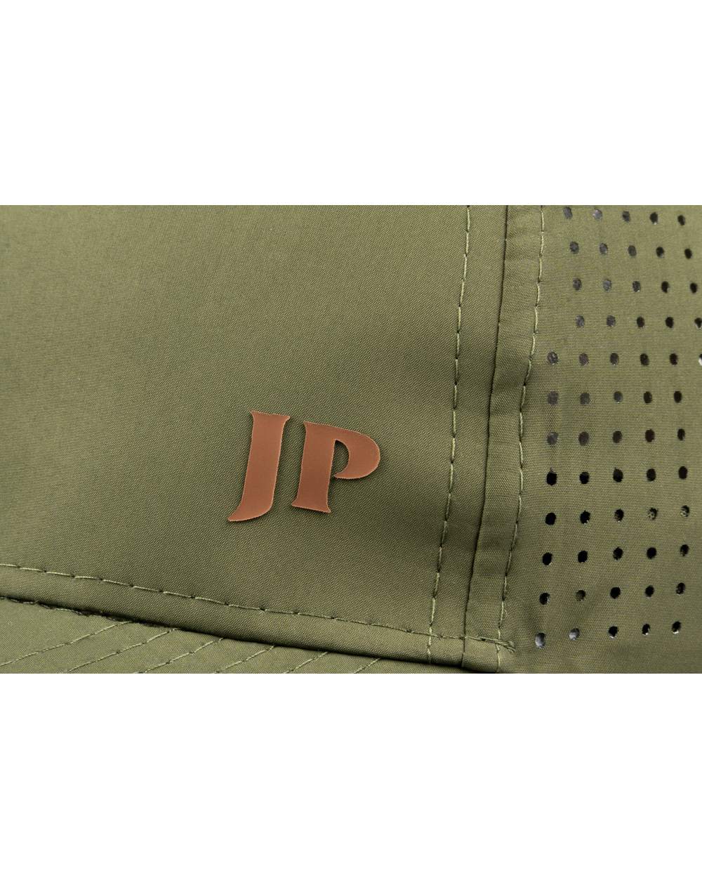 Green Coloured Jack Pyke Stainless Steel Hip Flask on White Background
