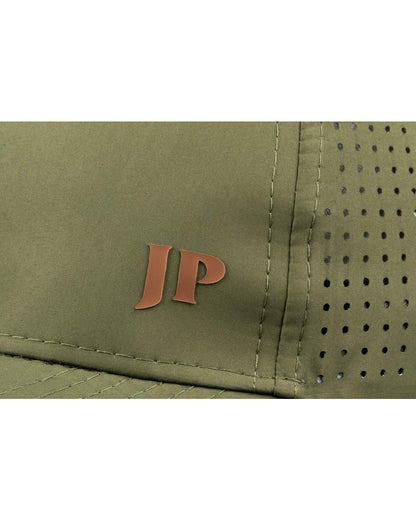 Green Coloured Jack Pyke Stainless Steel Hip Flask on White Background
