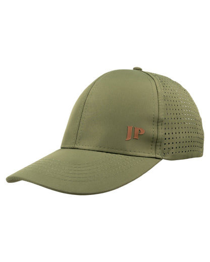 Green Coloured Jack Pyke Stainless Steel Hip Flask on White Background
