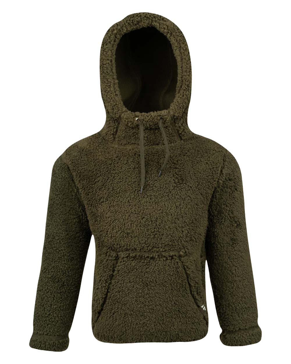 Dark Olive coloured Jack Pyke Childrens Sherpa Fleece Hoodie on white background 