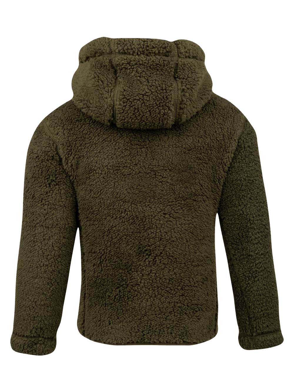 Dark Olive coloured Jack Pyke Childrens Sherpa Fleece Hoodie on white background 