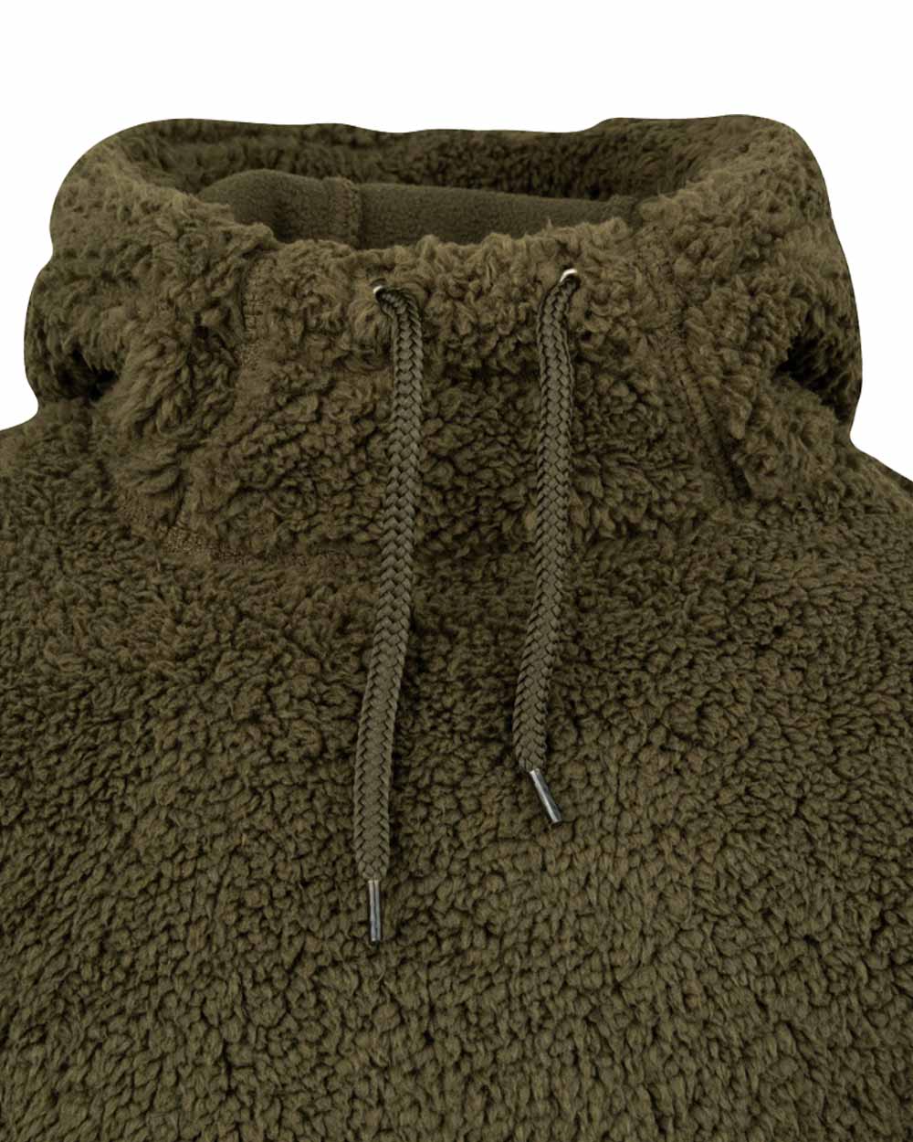 Dark Olive coloured Jack Pyke Childrens Sherpa Fleece Hoodie on white background 