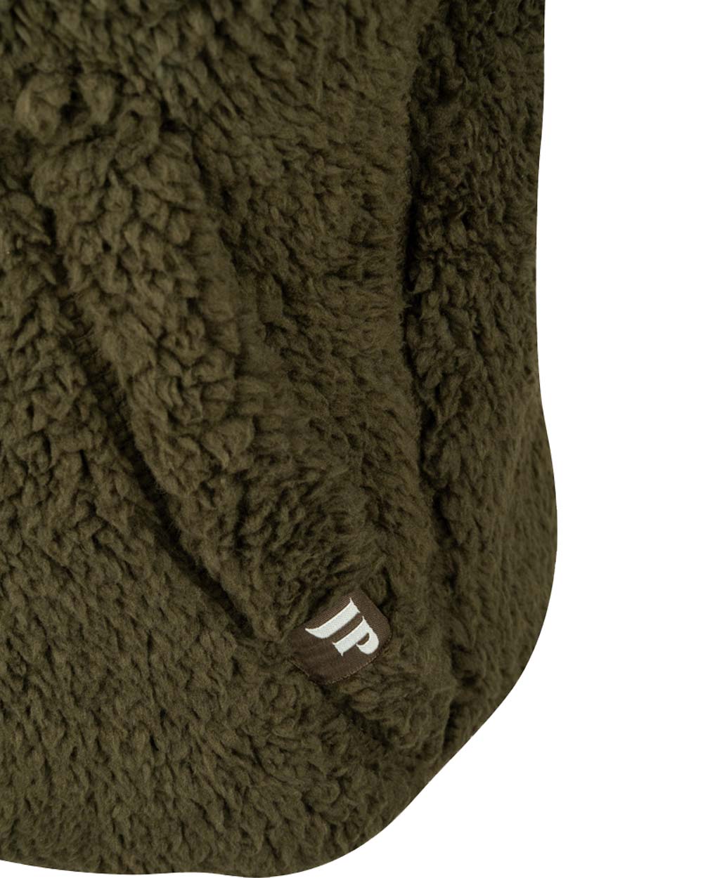 Dark Olive coloured Jack Pyke Childrens Sherpa Fleece Hoodie on White Background