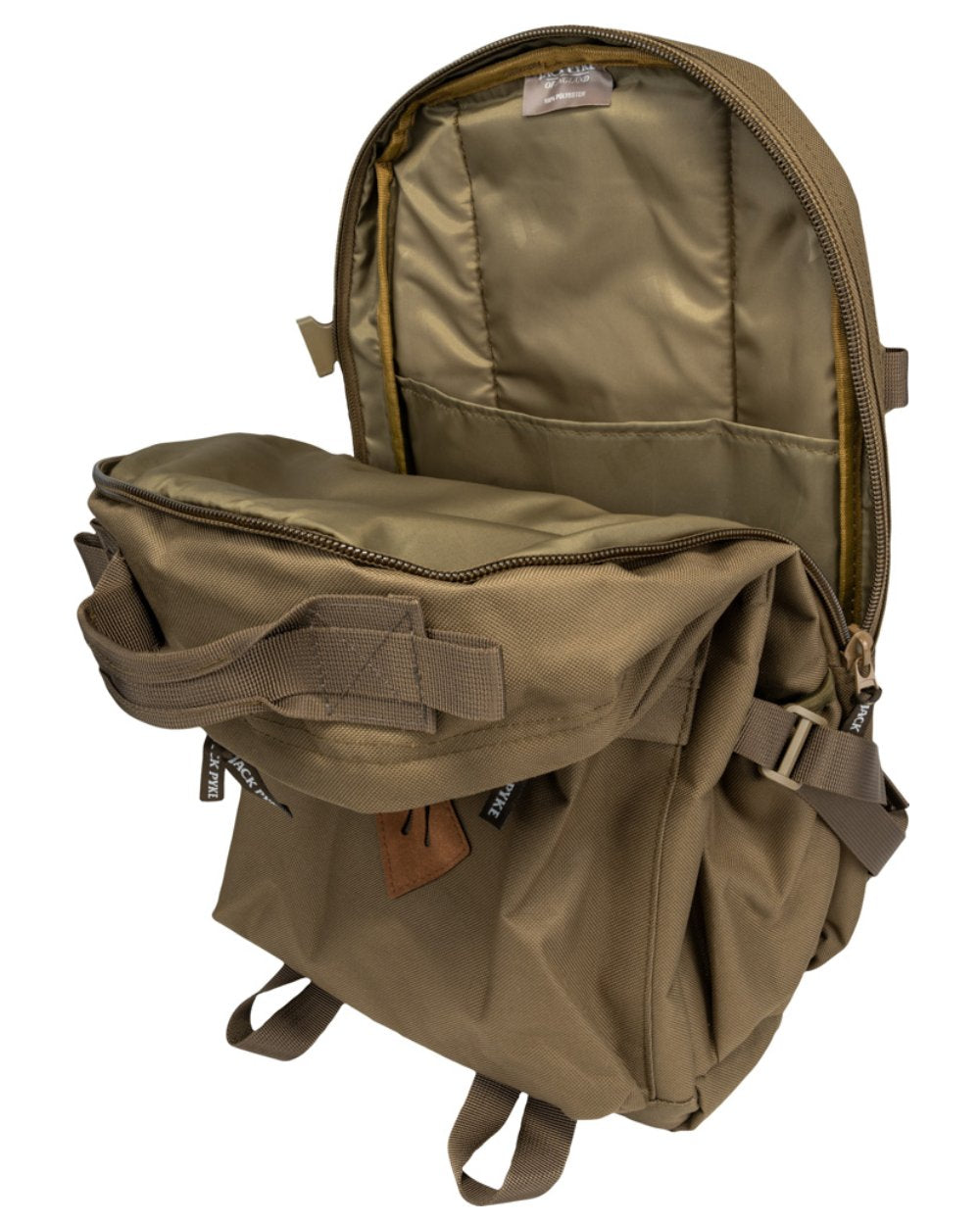 Olive Brown Coloured Jack Pyke Harrier Rucksack On A White Background 