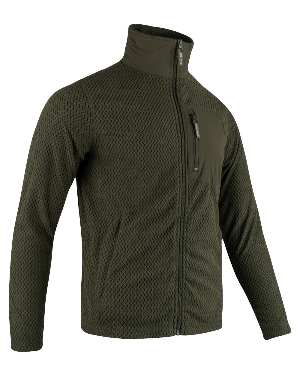 Green coloured Jack Pyke Lightweight Z Fleece Jacket on White Background 