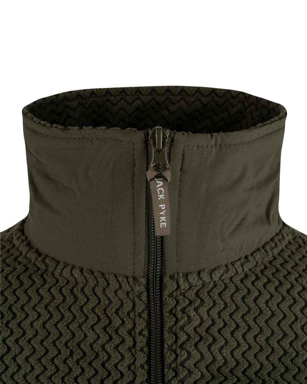Green coloured Jack Pyke Lightweight Z Fleece Jacket on White Background 