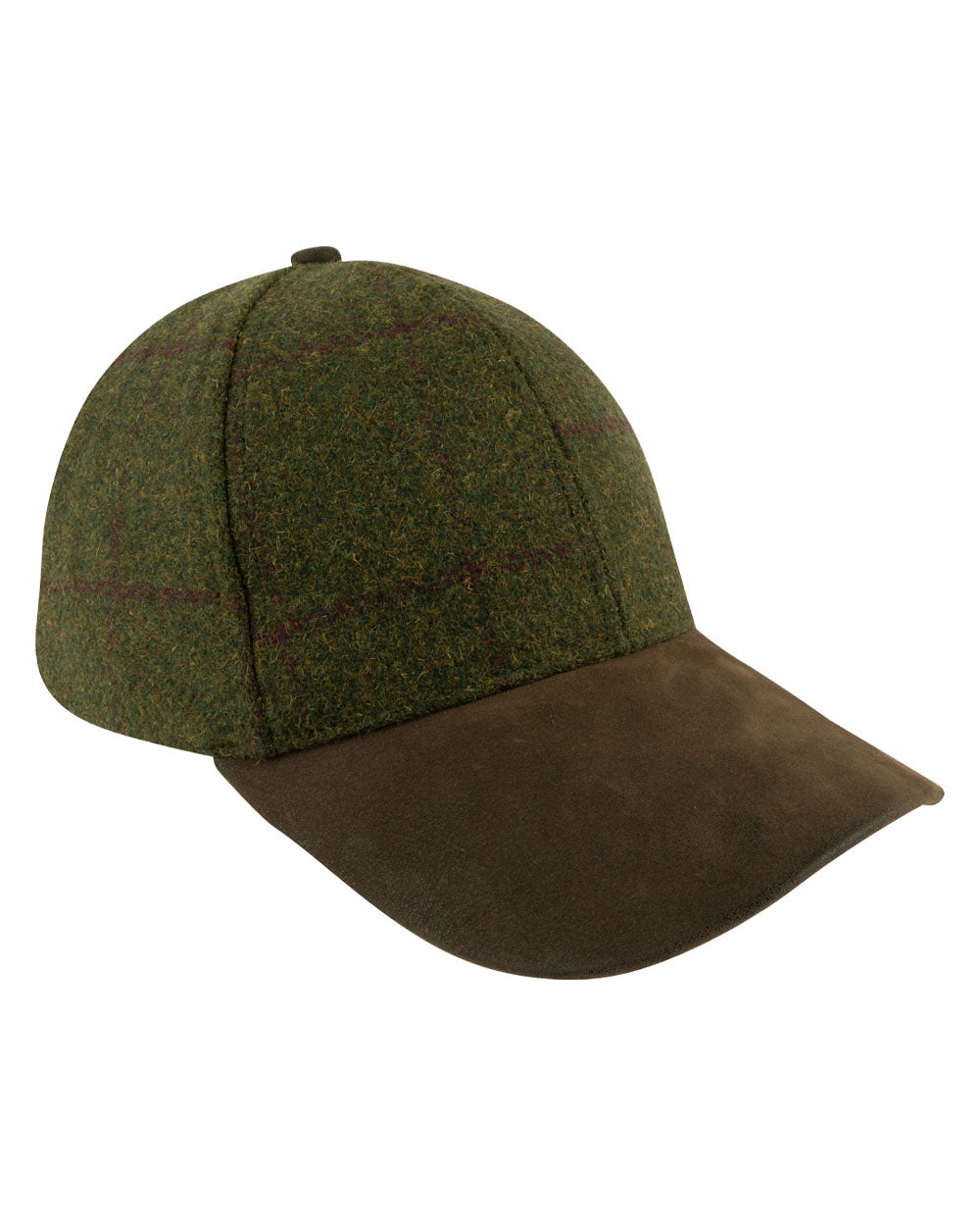 Green coloured Jack Pyke Lowland Tweed Baseball Hat on White Background 