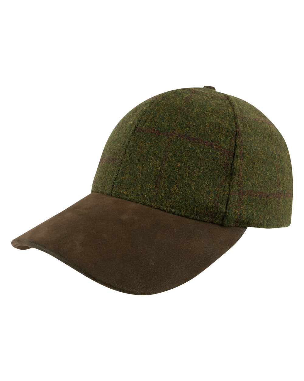 Green coloured Jack Pyke Lowland Tweed Baseball Hat on White Background 