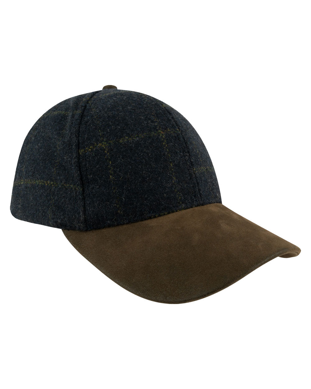 Navy coloured Jack Pyke Lowland Tweed Baseball Hat on White Background 