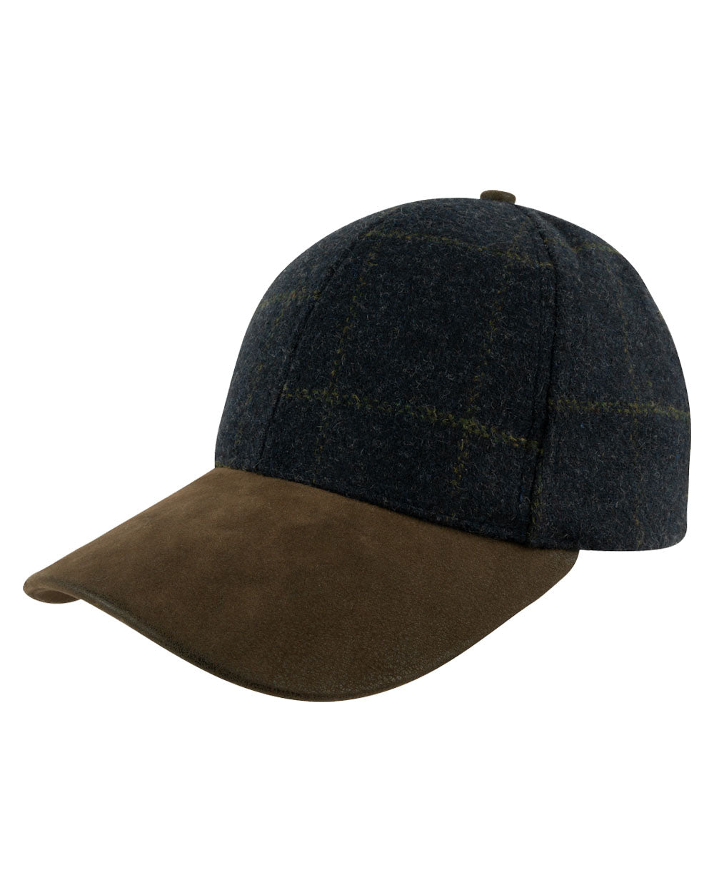 Navy coloured Jack Pyke Lowland Tweed Baseball Hat on White Background 