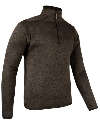 Brown Fleck Coloured Jack Pyke Melange Quarter Zip Fleece On A White Background 