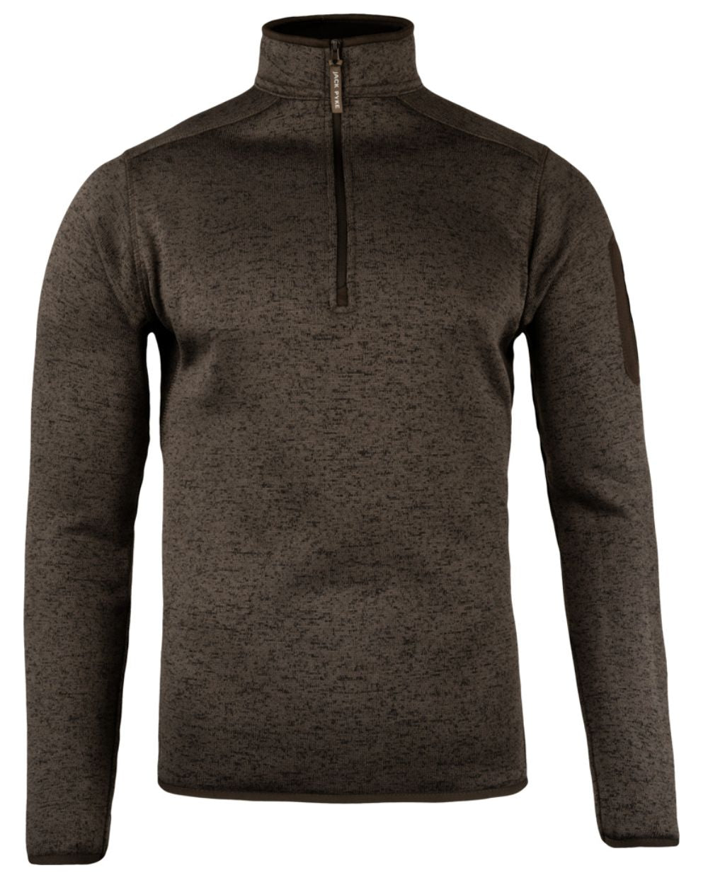 Brown Fleck Coloured Jack Pyke Melange Quarter Zip Fleece On A White Background 