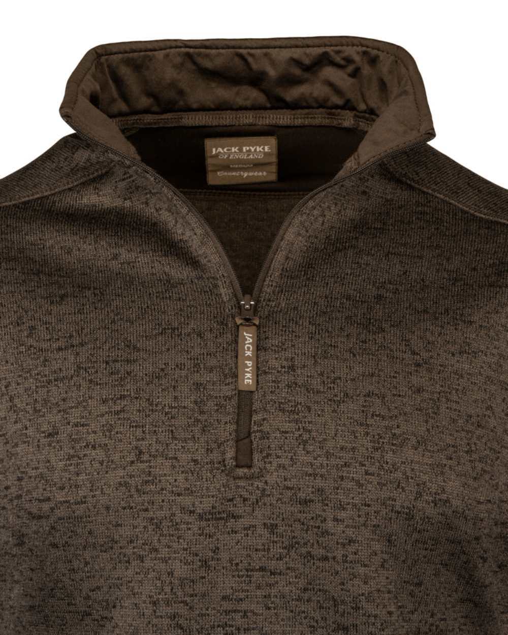 Brown Fleck Coloured Jack Pyke Melange Quarter Zip Fleece On A White Background 