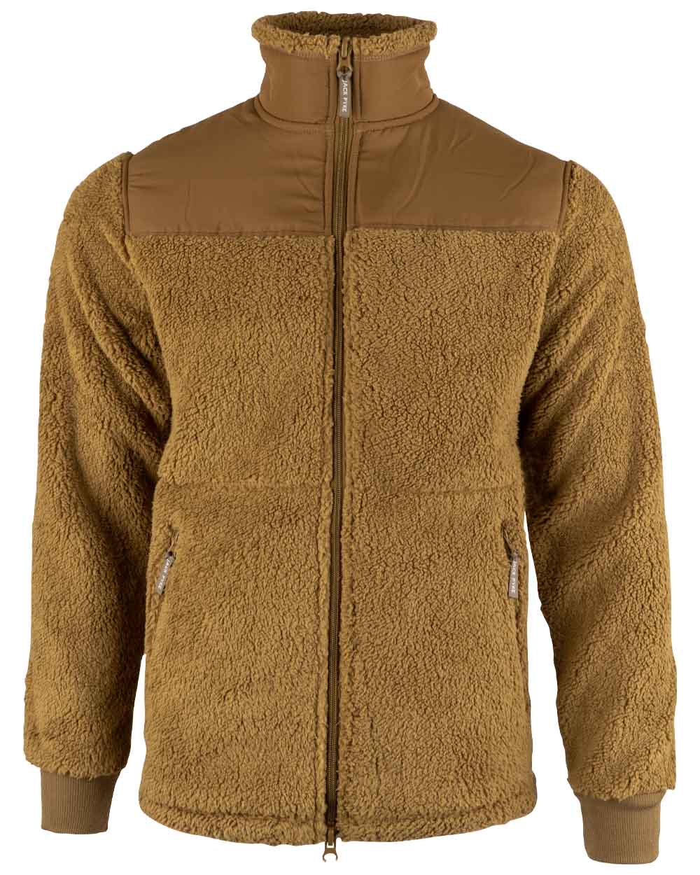 Camel coloured Jack Pyke Sherpa Fleece Jacket on White background 