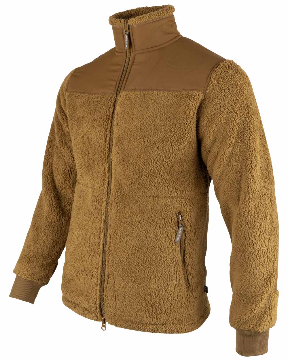 Camel coloured Jack Pyke Sherpa Fleece Jacket on White background 