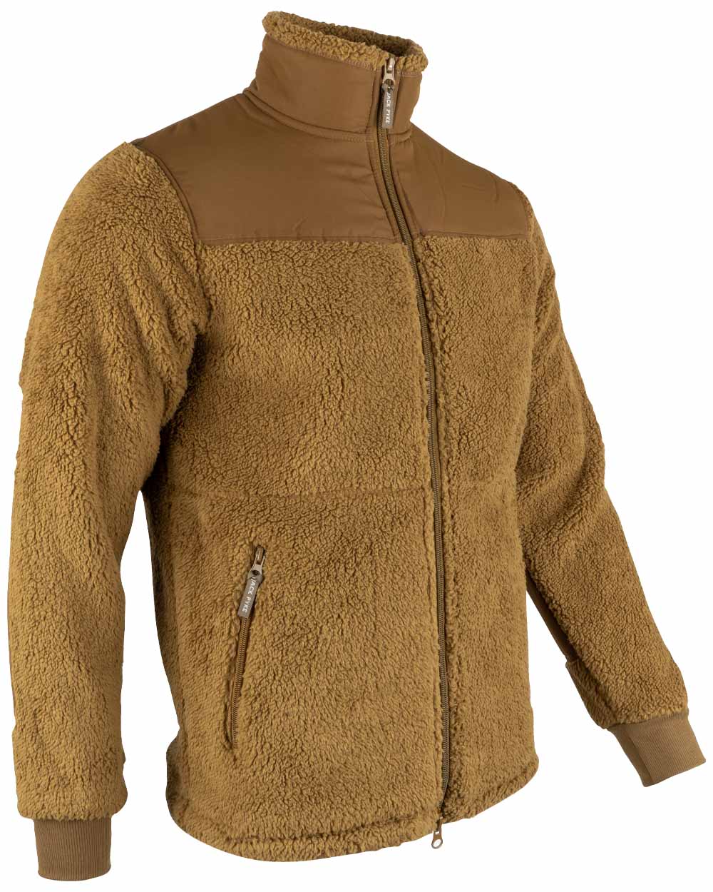 Camel coloured Jack Pyke Sherpa Fleece Jacket on White background 