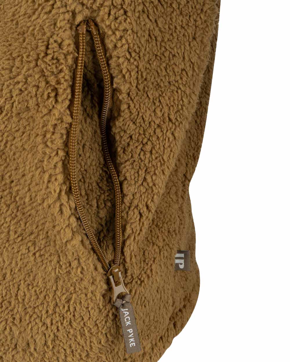 Camel coloured Jack Pyke Sherpa Fleece Jacket on White background 