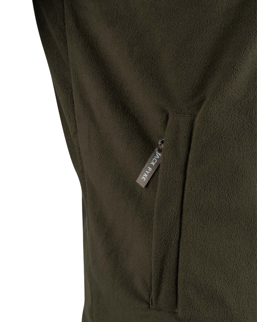 Dark Olive coloured Jack Pyke Snap Neck Fleece Top on White Background 