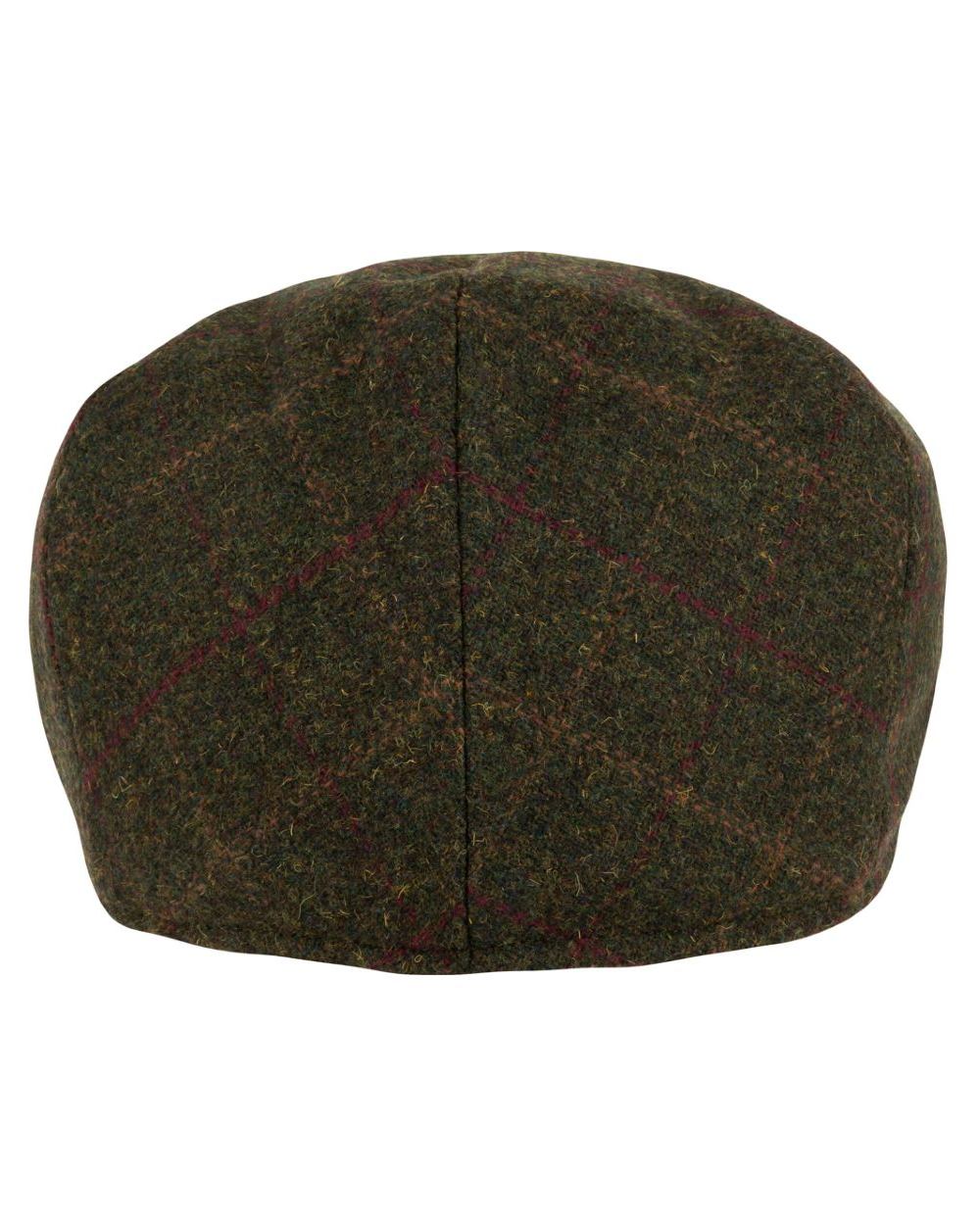 Dark Olive Coloured Jack Pyke Wool Blend Tweed Flat Cap On A White Background 