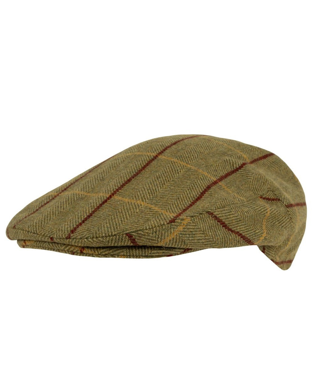 Tweed Green Coloured Jack Pyke Wool Blend Tweed Flat Cap On A White Background 