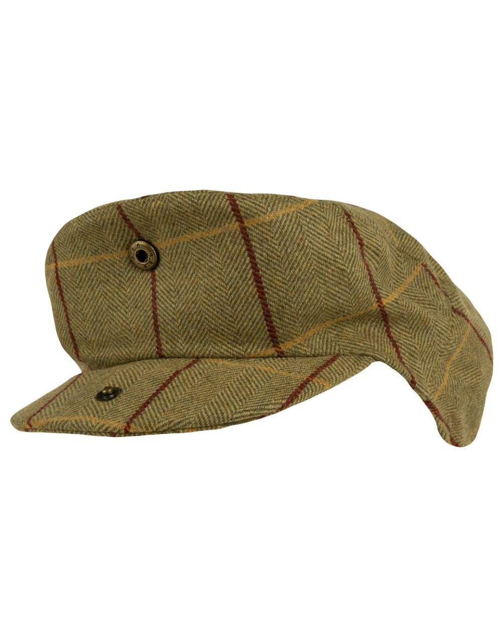 Tweed Green Coloured Jack Pyke Wool Blend Tweed Flat Cap On A White Background 
