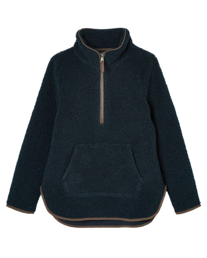 Navy Coloured Joules Aldeburgh Quarter Zip Borg Fleece Jacket On A White Background 