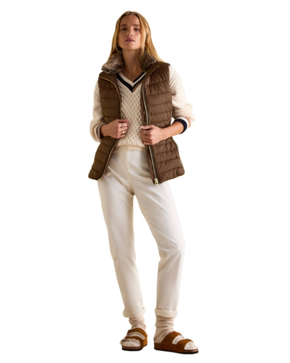 Brown Coloured Joules Beckley Padded Showerproof Gilet On A White Background 