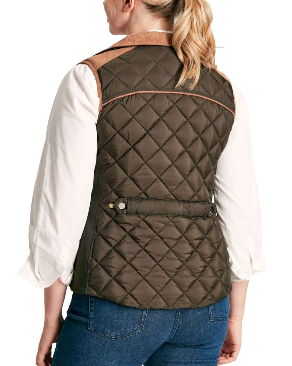 Green Coloured Joules Braemar Luxe Gilet On A White Background 