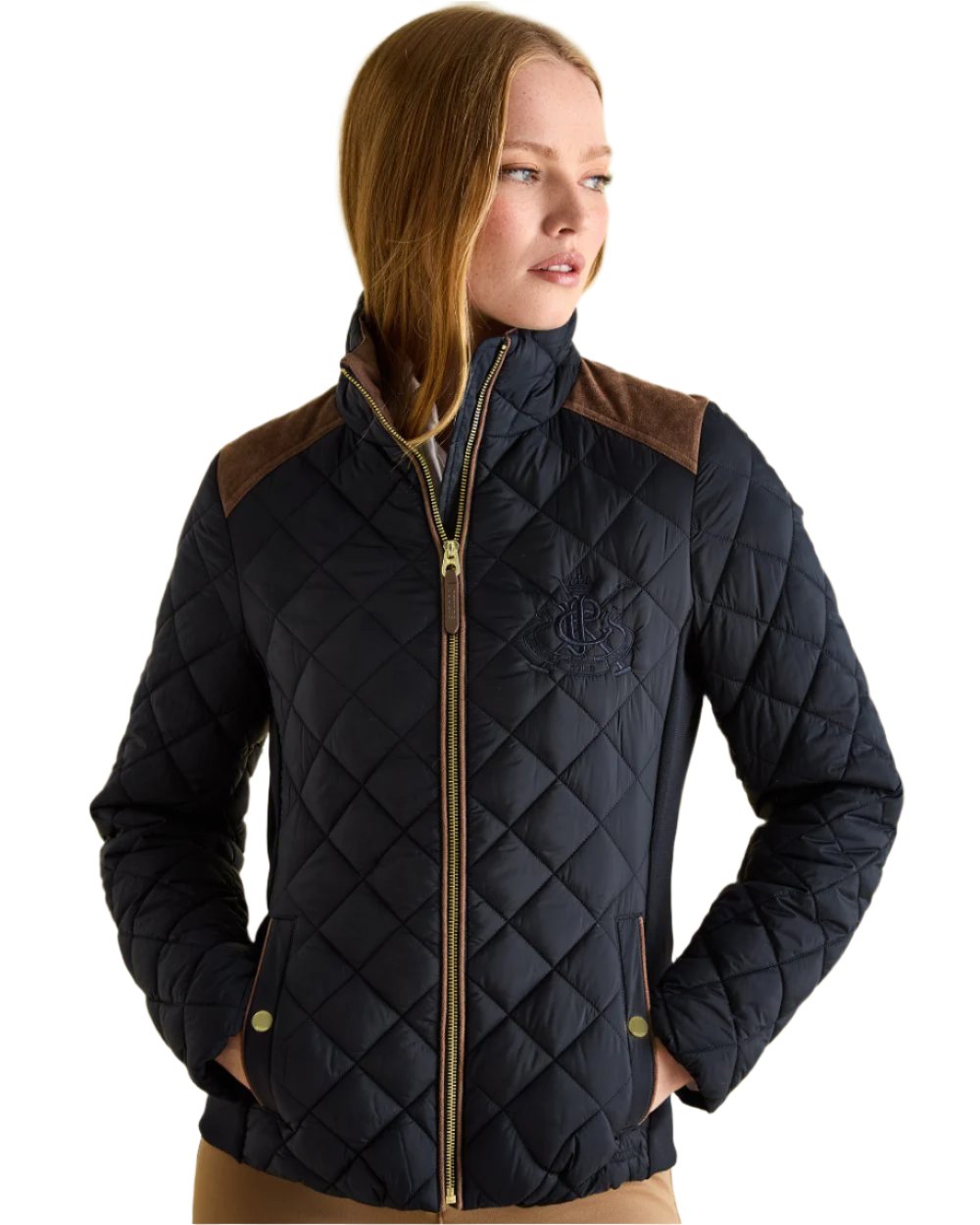 Navy Coloured Joules Braemar Luxe Jacket On A White Background 