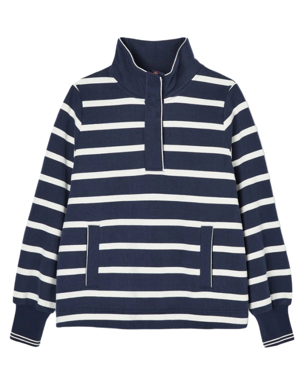 Navy Blue Coloured Joules Burnham Funnel Neck Quarter Zip Sweatshirt On A White Background