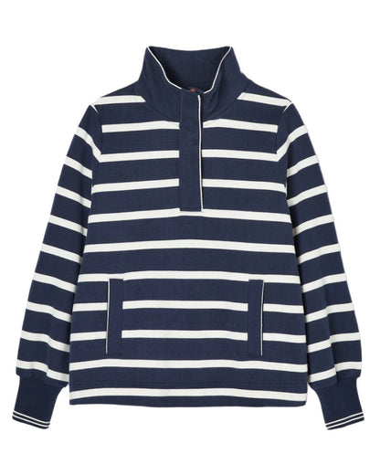 Navy Blue Coloured Joules Burnham Funnel Neck Quarter Zip Sweatshirt On A White Background