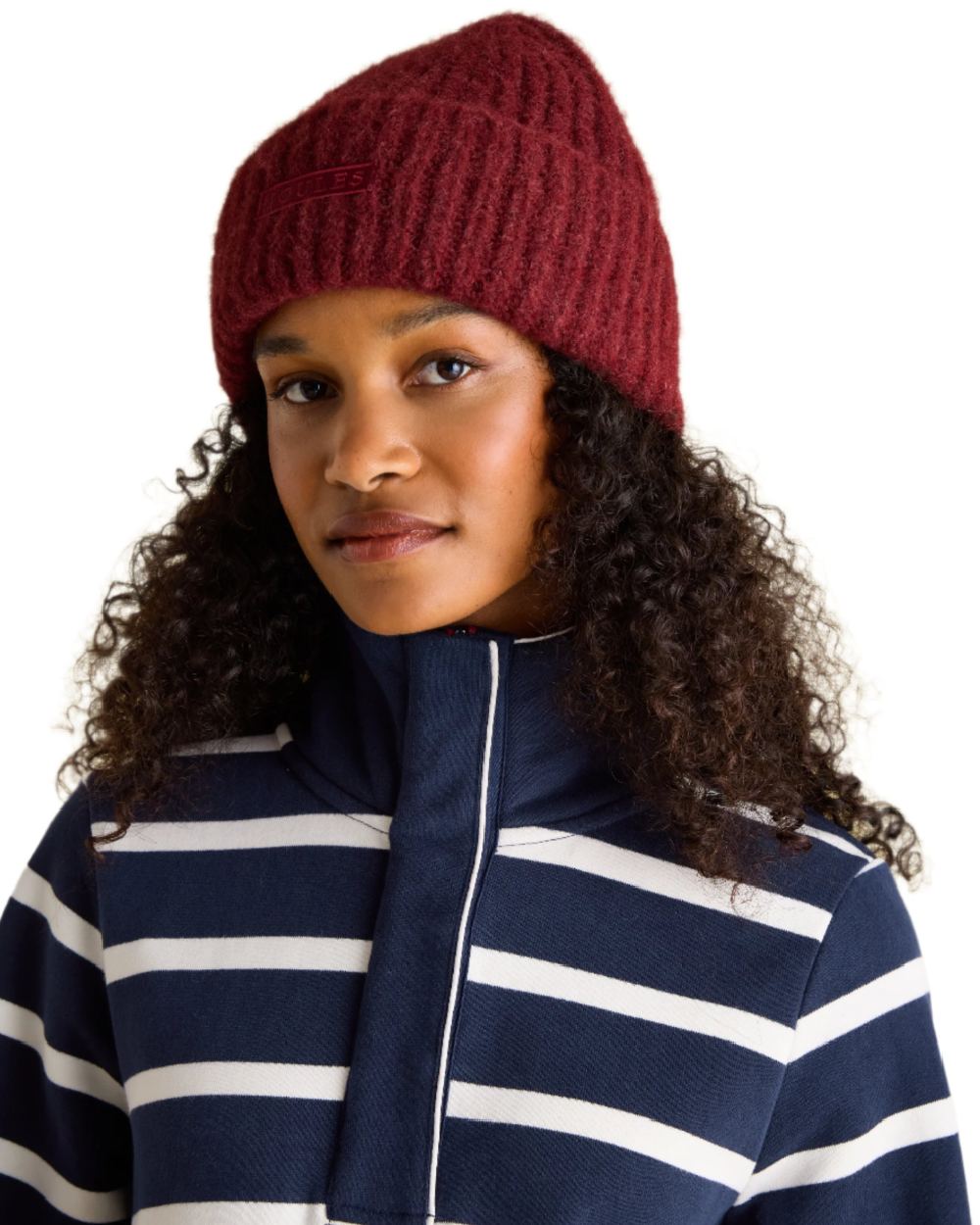 Navy Blue Coloured Joules Burnham Funnel Neck Quarter Zip Sweatshirt On A White Background