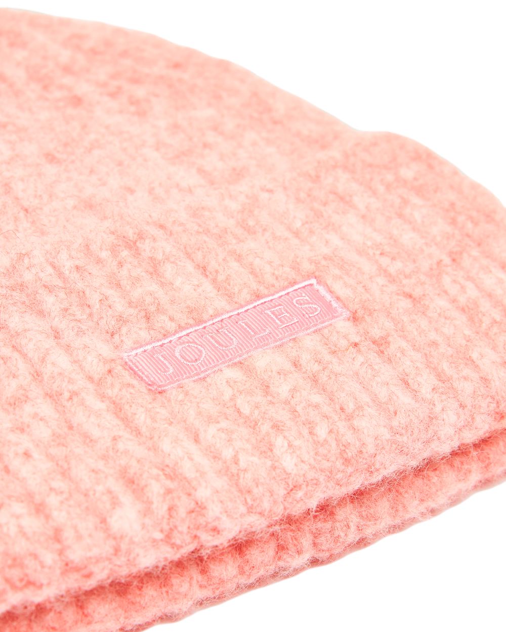 Pink Coloured Joules Caversham Beanie On A White Background 