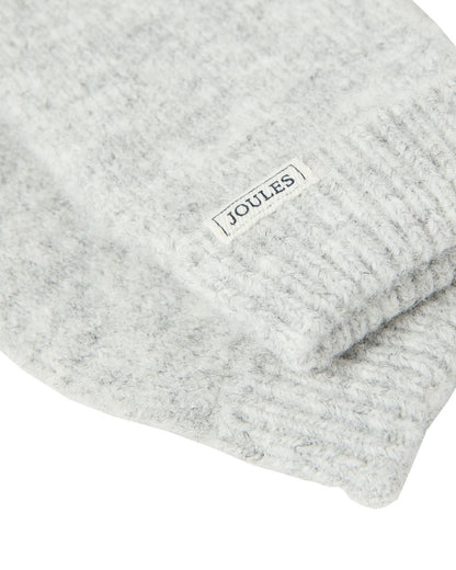 Grey Coloured Joules Caversham Knitted Gloves On A White Background 