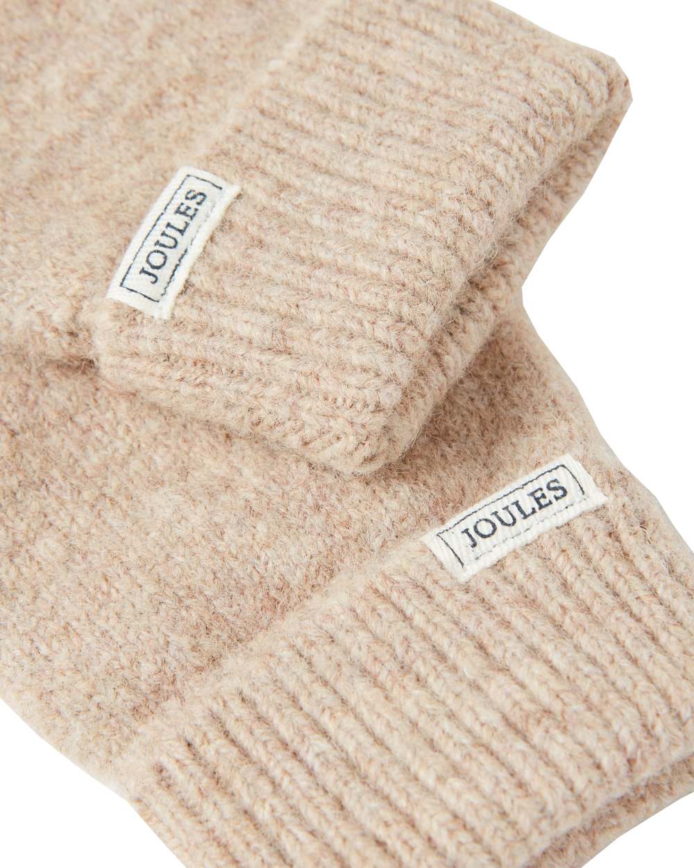 Oat Coloured Joules Caversham Knitted Gloves On A White Background 