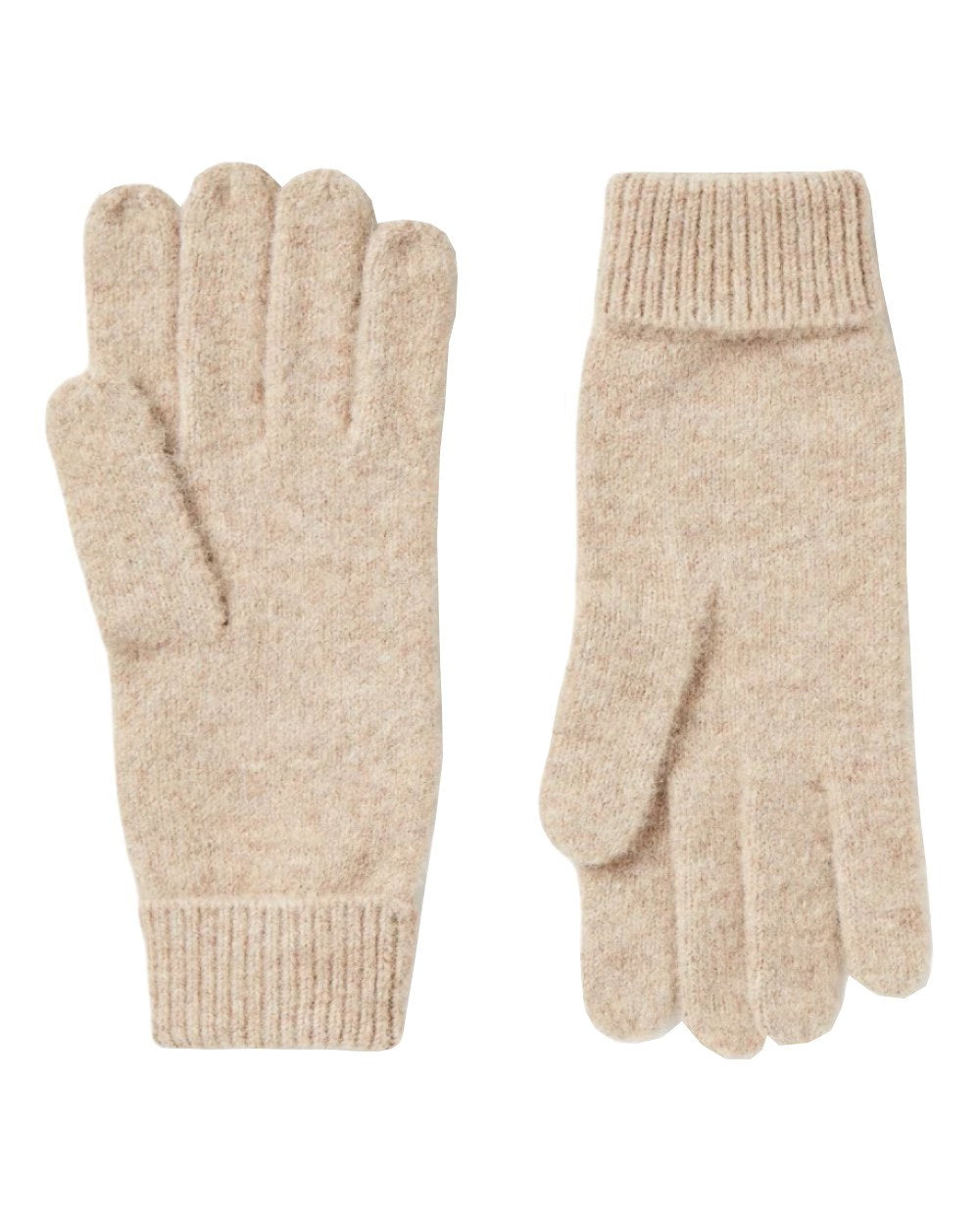 Oat Coloured Joules Caversham Knitted Gloves On A White Background 