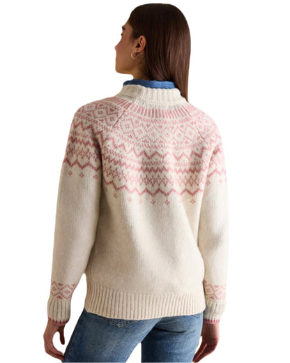 Cream Coloured Joules Charlotte Crew Neck Fair Isle Jumper On A White Background 