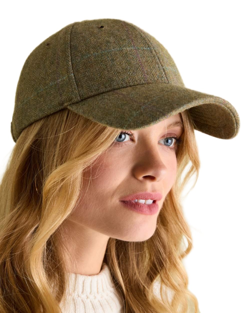 Green Coloured Joules Daley Check Cap On A White Background 