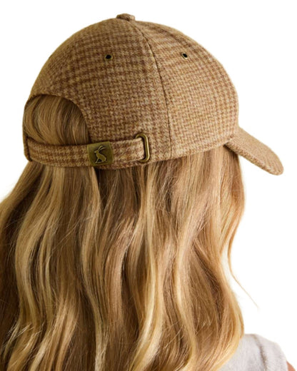 Neutral Coloured Joules Daley Check Cap On A White Background 